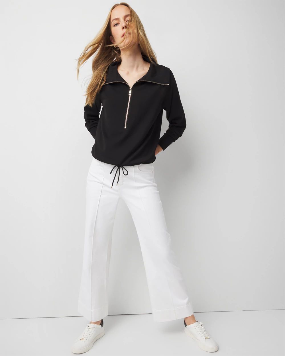 Petite Mock Neck Half-Zip Pullover | White House Black Market